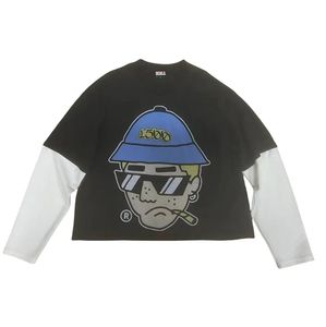 Camiseta de talla grande de buena calidad al por mayor, camiseta de doble capa de manga larga con gráfico personalizado de algodón 100% pesado para hombre - Product Image 3