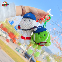 Zaves Mignonne Petite Peluche Vert Balle De Tennis Pendentif Doux Animal En Peluche Jouets pour Affichage ou Cadeau Donnant Suspendu à l'étagère de sac