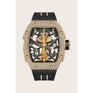 Montre pour homme Ailuo série 6629, tendance mode, entièrement ajourée, automatique, finition dorée et argentée, style mécanique - Product Image 1