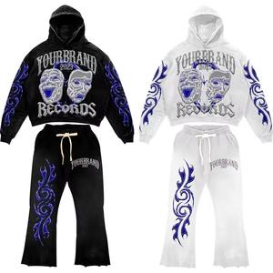 Awarten international Ensembles de survêtements délavés à l'acide, sweats à capuche et pantalons de survêtement imprimés - Product Image 1