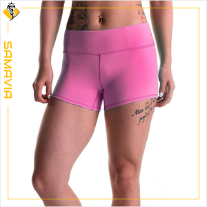 SAMAVIA Short d'entraînement actif taille haute pour femme respirant et extensible avec décoration de motif OEM/ODM personnalisable - Product Image 1