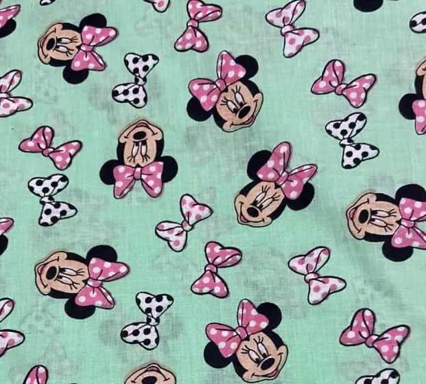 Wholesale Natural Dye Cotton Screen Block Mickey Mouse Printed by Yard Material Summer Kids Dress Maxi Skirt Night Suit Pareo