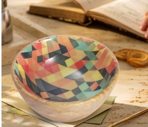 Mosaic Mango Wood Large Serving Bowl Round Serving Bowl for Pasta Fruits Salads or Popcorn Handcrafted Home Decor - Product Image 5