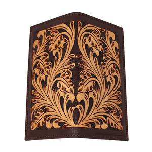 Long portefeuille en cuir usiné vintage pour hommes avec motif de sculpture perlée et protection RFID - Product Image 2