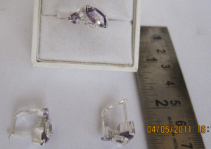 925 Sterling Silver Shah Gems Women's <b>Set</b> Natural Amethyst and White Topaz with <b>Gold</b> Plating for Parties and Weddings - Product Image 1
