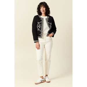 Camisa de Algodón de Corte Recto con Cuello Bordado, Mangas Largas, Transpirable, Teñida, de Largo Corto, Otoñal, Ecológica y Antiarrugas - Product Image 1