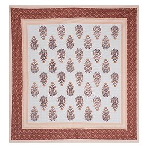 Parure de lit double 3 pièces en coton imprimé à la main motif floral animalier marron terreux avec taies d'oreiller assorties au design traditionnel - Product Image 3