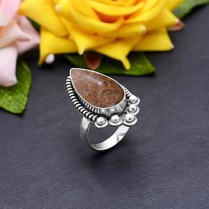 แหวนหินปะการังแจสเพอร์เครื่องประดับชั้นดีทำด้วยมือ925เป็นแหวนเงินแท้เครื่องประดับพร้อมแสตมป์925 - Product Image 4