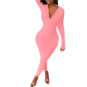 Custom LOGO Hot Sale Fall 2025 Women Clothes Yoga <b>Bodycon</b> <b>Jumpsuits</b> One Piece <b>Jumpsuits</b> Training & Jogging Wear - Product Image 1