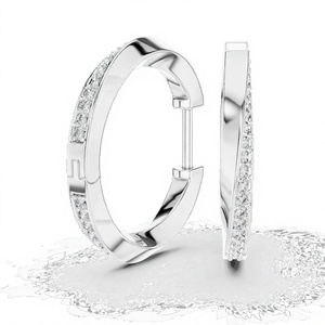 Pendientes de Aro Redondos con Diseño Trenzado de Moissanita en Plata de Ley 925 - Product Image 1