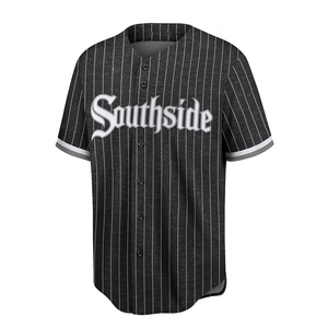 Camisetas de Softbol Sublimadas con Nombre de Equipo Cosido a Medida, 100% Poliéster, Secado Rápido, Estilo Rayas, con Botones - Product Image 1