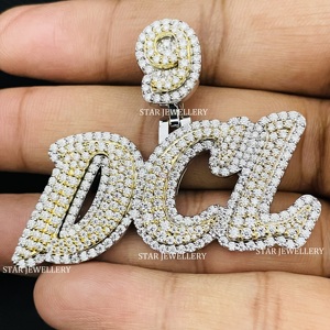Colgante personalizado de moissanita VVS, colgante personalizado de moissanita, colgante personalizado de moissanita VVS, colgante de plata de moissanita Hip Hop VVS - Product Image 2