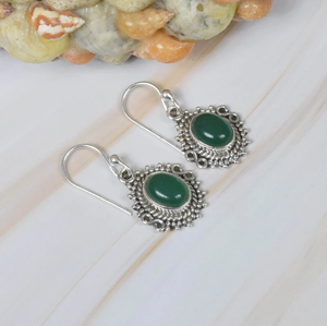Wholesale Handmade 925 Sterling Silver <b>Green</b> Onyx Gemstone Hook Earrings Oval Designer Dangle <b>Jewelry</b> for Anniversary Gifts - Product Image 2