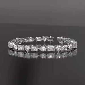 Bracelet de tennis en diamants de laboratoire pour femmes et hommes, bracelet de tennis en diamants taillés mélangés, bracelet en diamants en or massif - Product Image 5