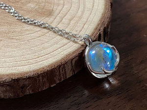 Sterling Silver Vintage Pendant Necklace with <b>Moonstone</b> Handmade 10X14MM Bezel Set Star Shape Wedding <b>Jewelry</b> Gift - Product Image 4