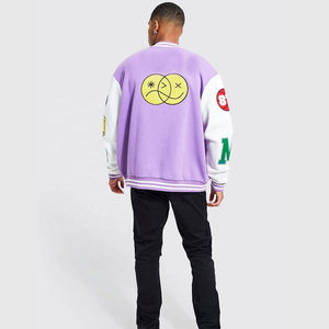 Vente en gros Veste universitaire en laine personnalisée Chenille broderie Logo Vintage manches en cuir Baseball Letterman Vestes Hommes - Product Image 5