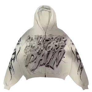 Meilleure qualité vierge sweat à capuche lourd sans cordon uni avec poches impression bouffante sweats à capuche courts en coton pour hommes - Product Image 3