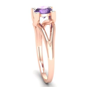 REYES IGI Bague de fiançailles en or rose massif 14K avec améthyste et pierres précieuses pour femmes, style classique, bijoux fins pour cadeaux et fêtes. - Product Image 3