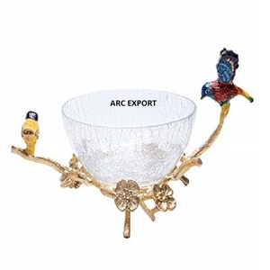 Cuencos de frutas y aperitivos de metal con recubrimiento de polvo blanco con soporte de color dorado de lujo para bodas y eventos, cuencos para servir cenas y almuerzos - Product Image 3