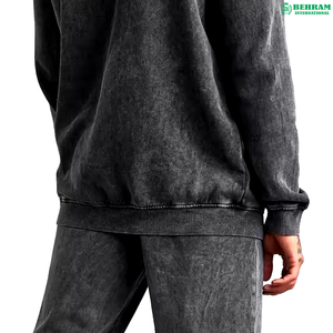 Customized Unisex <b>Matching</b> <b>Set</b> Pullover Hoodie Regular fit Acid Washed Hoodie <b>Jogger</b> Sweatpants Winter Heavyweight 100% Cotton - Product Image 6