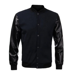 Veste de baseball universitaire à manches basiques en cuir taille XS pour hommes personnalisée à col montant Nouveaux vêtements d'extérieur Style High Street - Product Image 1