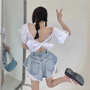 Short en jean 2 en 1 Design de performance Short en jean d'été élégant pour femmes Short décontracté délavé pour femmes - Product Image 5