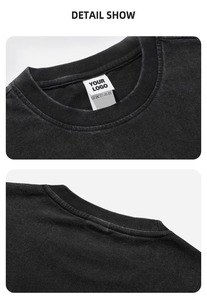 เสื้อยืดโอเวอร์ไซส์สไตล์วินเทจแบบยูนิเซ็กซ์สั่งทำได้ เนื้อผ้าระบายอากาศคุณภาพสูง ผ้าฝ้ายล้างแล้ว คอกลม ไซส์พลัส โลโก้ด้านหน้าแบบเรียบ - Product Image 3