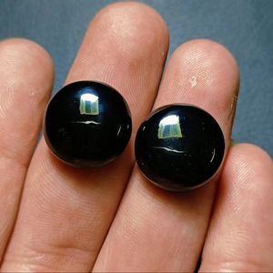 Lot de cabochons à dos plat de forme ronde en obsidienne noire de 8 à 30 mm à prix raisonnable pour la fabrication de tous les bijoux - Product Image 1