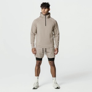 Crazy Muscle cuello alto media cremallera hombres Fitness Hoodie deportes y ocio camiseta suelta Fit Fitness Top - Product Image 2