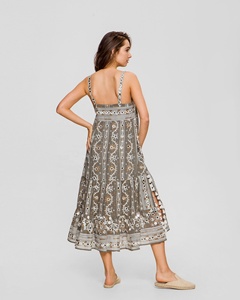 เดรสแม็กซี่สำหรับผู้หญิงชุดเดรสฤดูร้อนพิมพ์ลายชาติพันธุ์สีสันกระฉับกระเฉงพร้อมการปักที่หรูหราและประณีต - Product Image 6