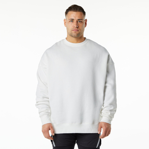Sweatshirts décontractés pour hommes Oversize Rib Round Neck Solild Color Logo personnalisé Hoodies Heavyweight Cotton Pullover Sweatshirt - Product Image 4