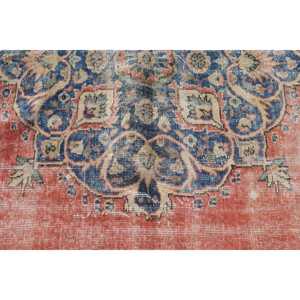Turkish Vintage Rug 3.3x9.1 ft (102x276 cm), <b>Red</b> Moroccan <b>Wool</b> Rug - Product Image 5