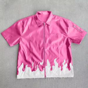 เสื้อเชิ๊ตผู้ชายแบบมีซิปไซส์ใหญ่พิเศษเสื้อเชิ๊ตผ้าหนังปักโลโก้ตามสั่ง - Product Image 1