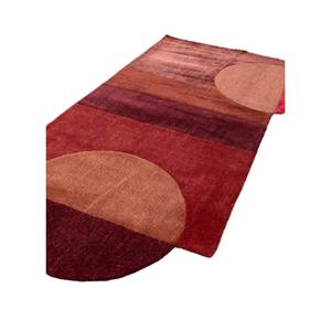 Alfombra de Lana y Viscosa Tejida a Mano con Diseño Abstracto Rojo Naranja para Sala de Estar, Pasillo, Rectangular - Modelo TNQ-1105 - Product Image 2