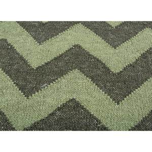 Tapis en laine tissée plate vert grande taille Indusbar DWRM-151, motif chevron rayé, pour la maison, le couloir, la chambre à coucher - Tapis de chambre en jute - Product Image 3