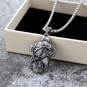 yunnique Vintage Stainless Steel Pendant Necklace Single-Sided <b>Cross</b> Eagle Head Design Trendy Style for Men Buddhism Religious - Product Image 3
