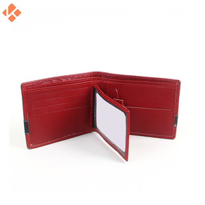 Meilleur portefeuille court en cuir PU à double pli pour hommes de haute qualité avec logo personnalisable fermeture ouverte et motif rayé - Product Image 6