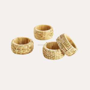 Servilleteros de ratán de bambú multicolor, diseño único para el hogar, cocina, comedor y cenas - Product Image 4