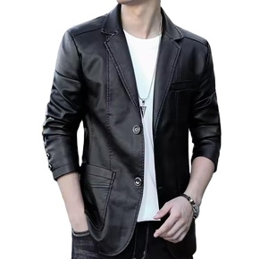 Nouvelle veste en cuir pour homme 2026, vente en gros, doublure en laine, imitation cuir PU - Product Image 3