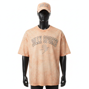 เสื้อยืดผู้ชายผ้าฝ้าย 100% ทรงหลวม พิมพ์ลาย เสื้อผู้ชายลายฟอกสี ผ้าฝ้ายคุณภาพสูง ฟอกสี  ติดกระดุม  รับสกรีนโลโก้ด้วยความร้อน - Product Image 1