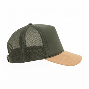 Gorra Trucker de Malla Verde Oliva con Visera Marrón, Impresión por Transferencia Térmica, Unisex, Casual, Transpirable, Impermeable, Ajustable, Venta al por Mayor - Product Image 4