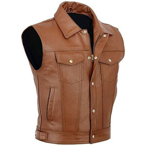 Chaleco Vaquero de Cuero Genuino para Hombre, Ropa de Abrigo de Invierno, Impermeable, Transpirable, Elegante, Estilo Urbano, Diseño de Piel de Vaca - Product Image 2