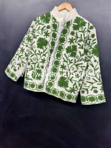 Boho Suzani Embroidered Woven <b>Velvet</b> Shell Short Floral Eco-Friendly Belt Closure Cotton <b>Jacket</b> Winter Wear <b>Womens</b> Party Wear - Product Image 4