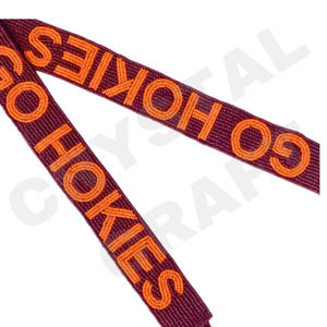 Fight On Customized White Gold Seed Bead Bag Straps 'Hook Em Horns' <b>Fashionable</b> <b>Accessory</b> Beaded Purse Strap - Product Image 6