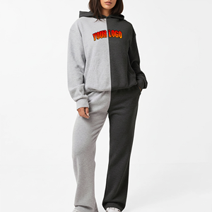 Ensemble survêtement pour homme avec sweat-shirt à capuche et pantalon de survêtement évasé, imprimé intégral délavé à l'acide et orné de strass - Product Image 1