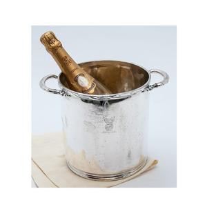 Luxe décoré pour le seau à glace à champagne avec finition en aluminium poli argent Logo personnalisé poignée de refroidisseur de vin pour les mariages - Product Image 1