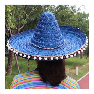 Mexican Halloween Sombrero Beach Fashion Hat, Mexican Party Hat, Traditional Mexico Straw Wide Brim Hat For Holiday And Party - Product Image 2