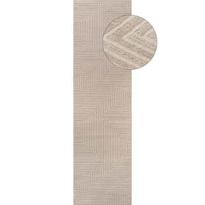 Juego de Alfombras de Área con Patrón Geométrico en Beige-Crema Carmel, Colección 6050 - Product Image 1