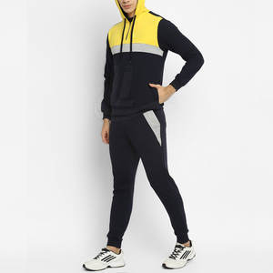 Survêtement brodé chenille personnalisé survêtement superposé à fermeture éclair à manches coutures latérales pantalon de survêtement évasé pour hommes ensembles de deux pièces - Product Image 1