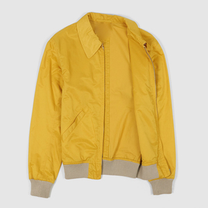 Veste coupe-vent légère jaune pour homme, col chemise, fermeture éclair intégrale, vêtement d'extérieur décontracté, bordure côtelée contrastée, mode printemps - Product Image 3